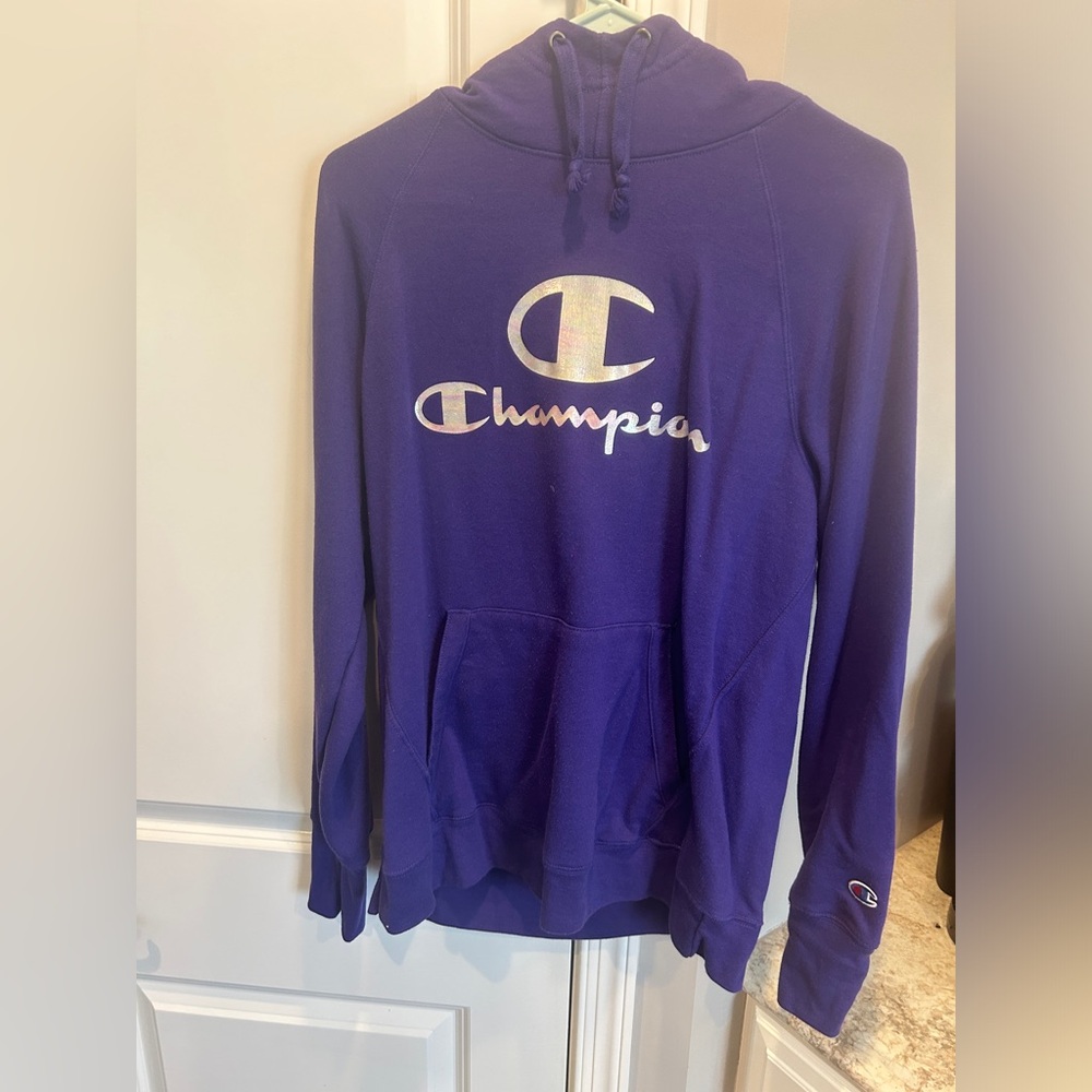 Women’s Champion Purple Iridescent Pullover Cowl Neck Hoodie Sweatshirt Large